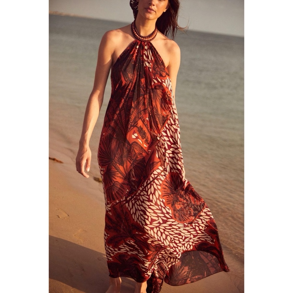 Johanna Ortiz Maxi Halter Floral Victoria Falls Dress